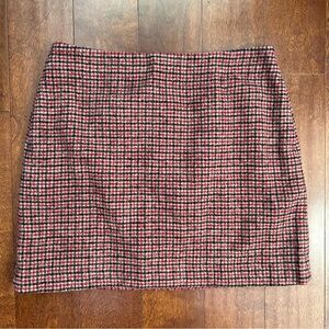 Uniqlo Red and Black Wool Blend Plaid Mini Skirt, Clueless Preppy, Size 10